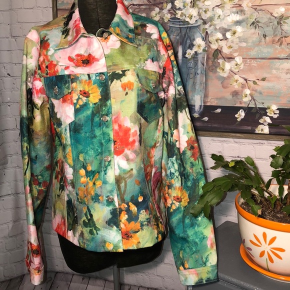 3 Sisters Tops - N8 NWT 3 SISTERS BUTTON DOWN FLORAL JACKET SZ L